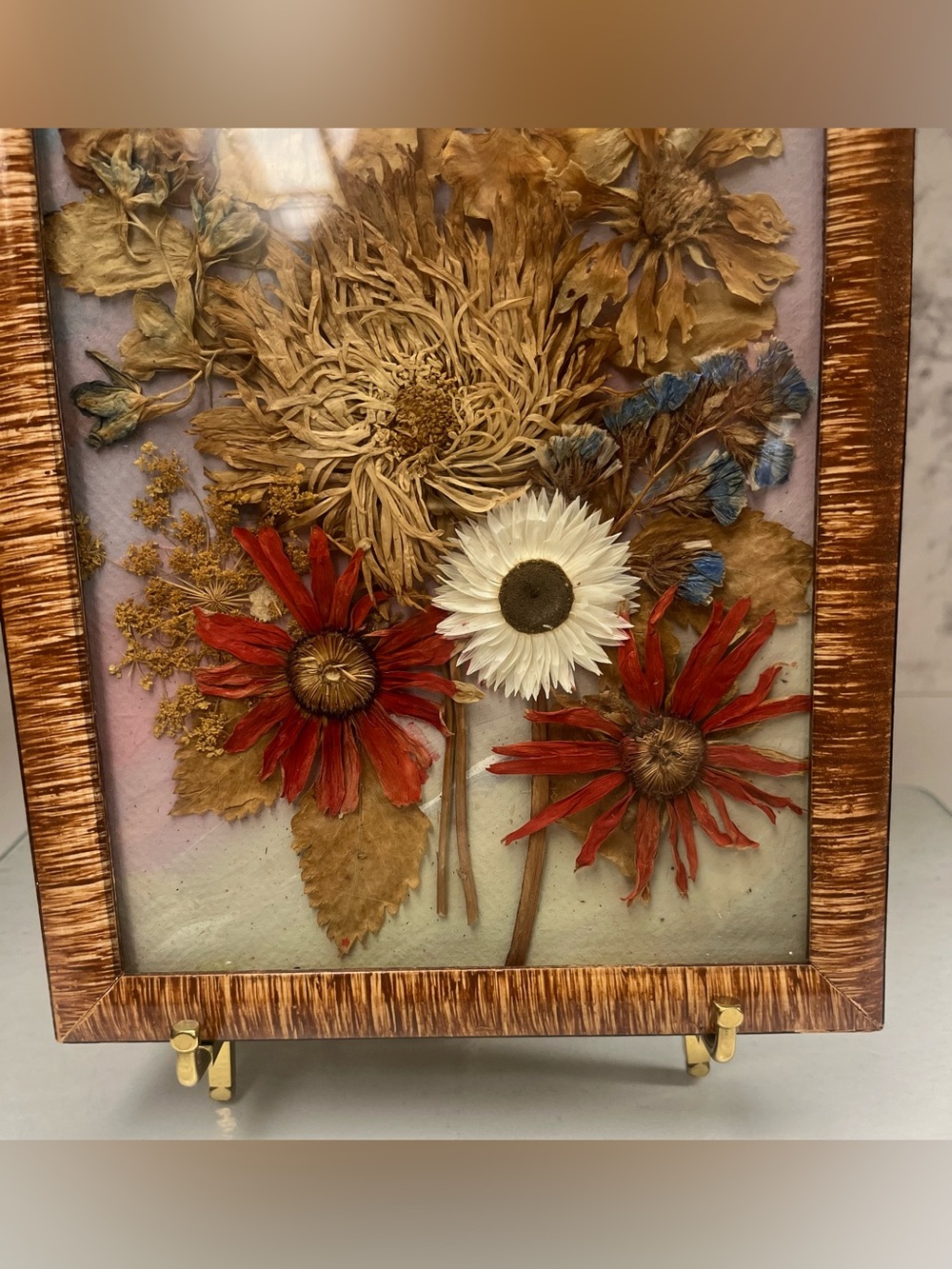 Vintage 1977 Polish Dried Flower Art,Rzeszów Botanical Shadow Box,16,5”x7,5” - Picture 7 of 12